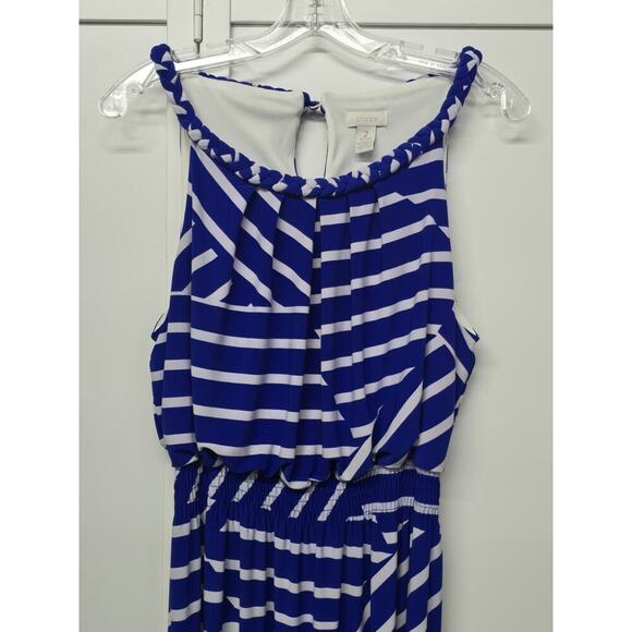 Chico’s Striped Halter Maxi Dress Stretchy Beachy Blue White Size 2 Large - Picture 8 of 8